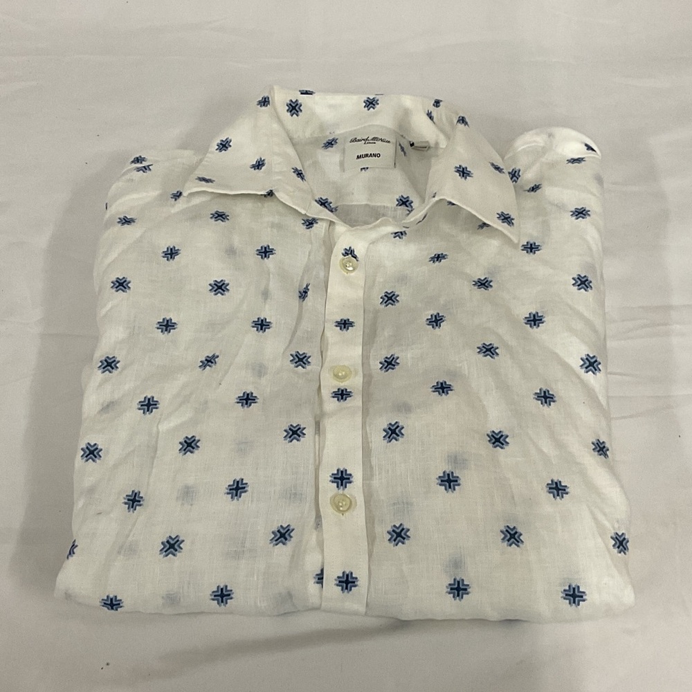 EUC Mens Murano White Shirt with Blue Cross Pattern